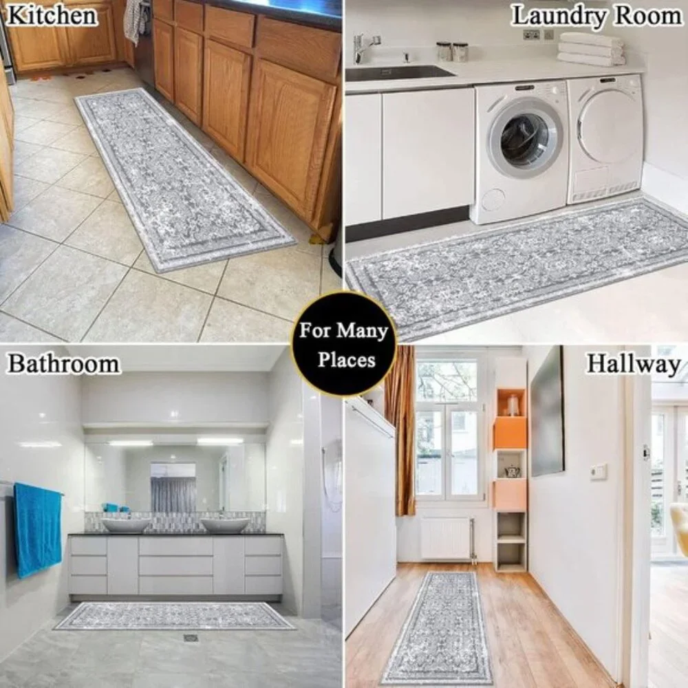 2x6 Grey Hallway Runner Rug, Soft Shaggy Washable Non-Slip Rug for Entry & Home